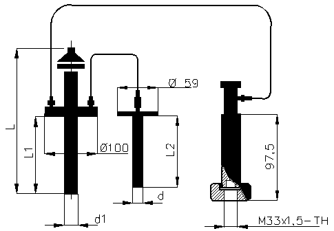Габаритные и присоединительные размеры термосистем 2РТ-01÷2РТ-06